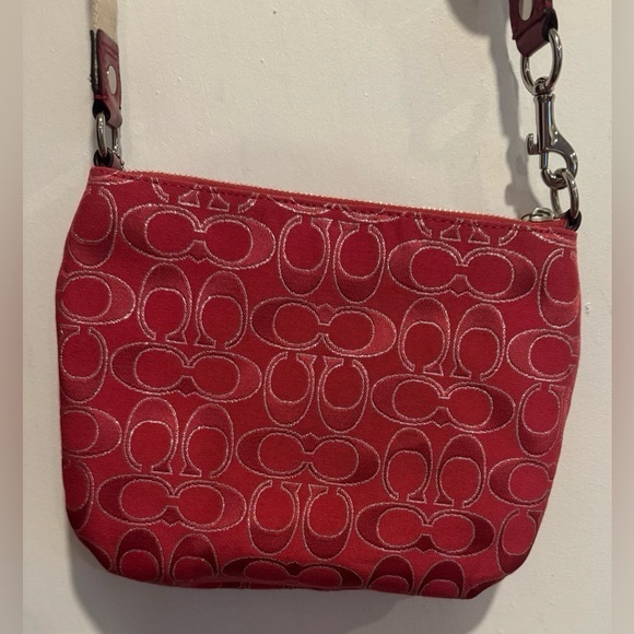 Coach Poppy Crossbody bag purse crimson red monogram signature c travel zipper - Picture 6 of 8